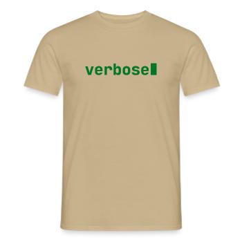 Ressentir une expression Verbose | Humeur du développeur | sombre - T-shirt homme - beige sable - Devant - AI Model Male 178 light (178cm)