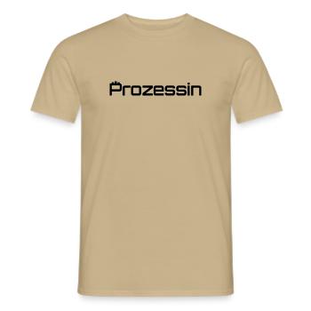 Prozessin = Prinzessin + Prozess - Männer T-Shirt - Sandbeige - Vorne - AI Model Male 178 light (178cm)