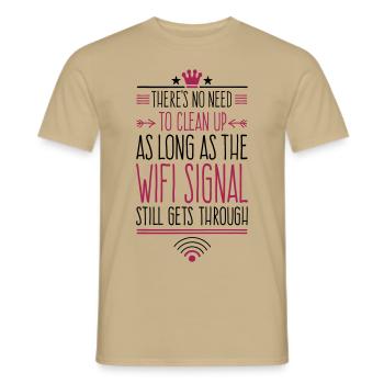 WLAN - Vous n’avez à nettoyer que lorsque le WLAN... - T-shirt homme - beige sable - Devant - AI Model Male 178 light (178cm)