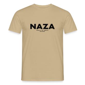 Surfing Font Design Praia do Norte Portugal Naza - T-shirt homme - beige sable - Devant - AI Model Male 178 light (178cm)
