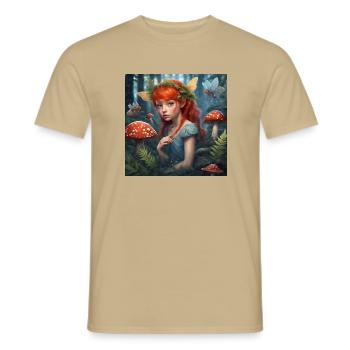 Fliegenpilz Mädchen - Männer T-Shirt - Sandbeige - Vorne - AI Model Male 178 light (178cm)