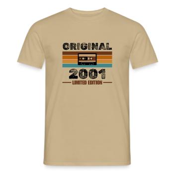 Original 2001 – Retro Cassette Limited Edition - Men's T-Shirt - sand beige - Front - AI Model Male 178 light (178cm)