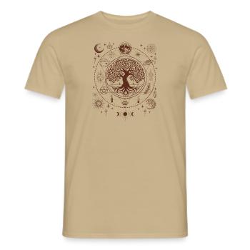 Mystischer Baum des Lebens - Himmlische Symbolik Kunst - Männer T-Shirt - Sandbeige - Vorne - AI Model Male 178 light (178cm)