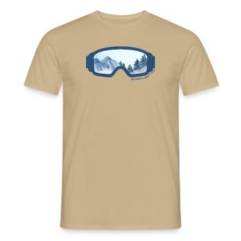 À travers les yeux d’un skieur - le ski alpin - T-shirt homme - beige sable - Devant - AI Model Male 178 light (178cm)