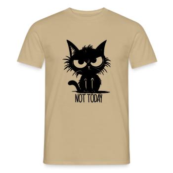 Pas aujourd’hui idée cadeau chat - T-shirt homme - beige sable - Devant - AI Model Male 178 light (178cm)