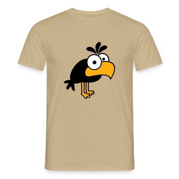 Rabe Comic Vogel steht guckt lustig Cartoon Humor - Männer T-Shirt - Sandbeige - Vorne - AI Model Male 178 light (178cm)