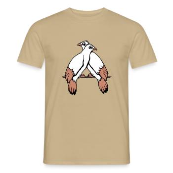 2 Tauben Vögel zwei Freunde sitzten Kabel Paar - Männer T-Shirt - Sandbeige - Vorne - AI Model Male 178 light (178cm)