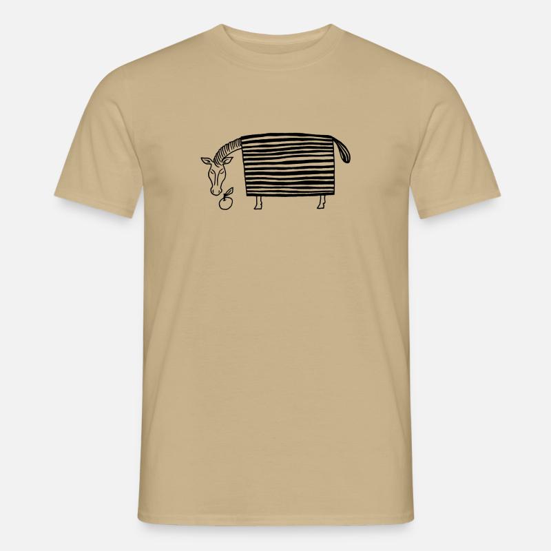 Pferd mit einem Apfel - Männer T-Shirt - Sandbeige