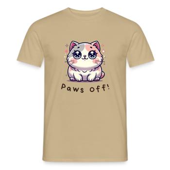 Paws Off! – Funny cat shirt - Men's T-Shirt - sand beige - Front - AI Model Male 178 light (178cm)