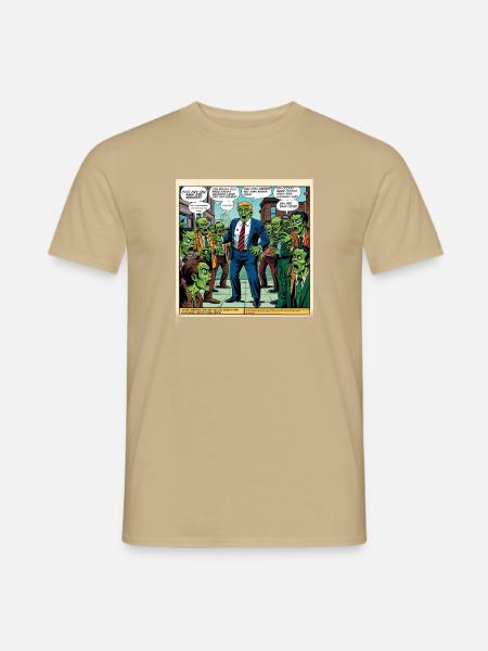 Zombie-Apokalypse – Chaos im Vintage-Comic-Stil - Männer T-Shirt - Sandbeige