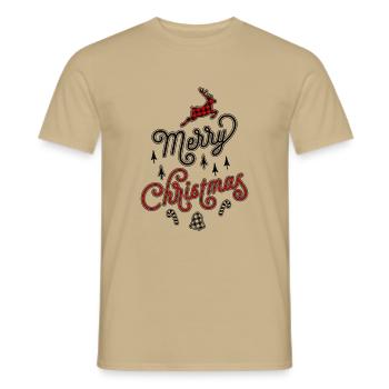 Merry Christmas Frohe Weihnachten Ugly Christmas - Männer T-Shirt - Sandbeige - Vorne - AI Model Male 178 light (178cm)