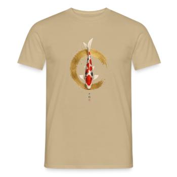 Eleganter Koi – Japanisches Zen Design - Männer T-Shirt - Sandbeige - Vorne - AI Model Male 178 light (178cm)