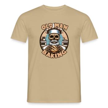 Old Man Baking Skull mit Bäckermütze mit Brot - Männer T-Shirt - Sandbeige - Vorne - AI Model Male 178 light (178cm)
