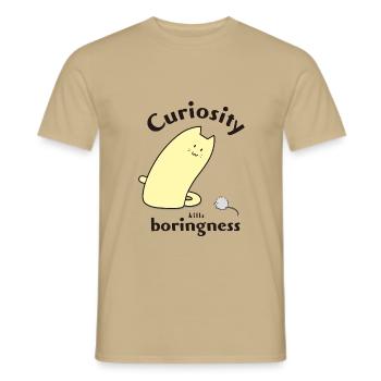 Sein Name ist Macaroni (Neugier) - Männer T-Shirt - Sandbeige - Vorne - AI Model Male 178 light (178cm)