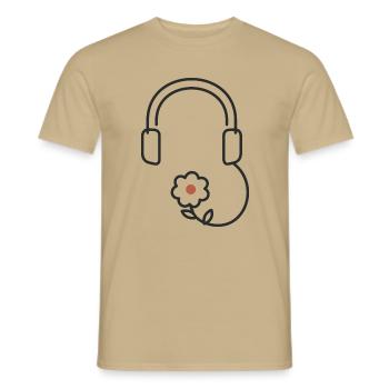 Sound in Bloom – Kopfhörer mit Blume - Männer T-Shirt - Sandbeige - Vorne - AI Model Male 178 light (178cm)
