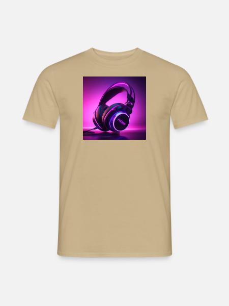 Kopfhörer - Männer T-Shirt - Sandbeige