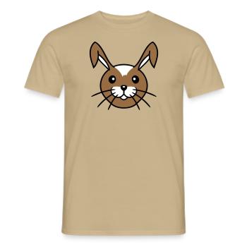 Lapin Drôle Visage Sourire Heureux Amical - T-shirt homme - beige sable - Devant - AI Model Male 178 light (178cm)