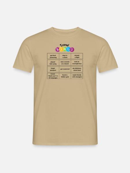 Travel Bingo Shirt für alle Backpacker Traveller - Männer T-Shirt - Sandbeige