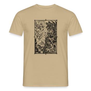 Mythische Schlachtensilhouetten - Männer T-Shirt - Sandbeige - Vorne - AI Model Male 178 light (178cm)