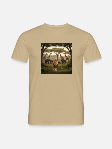 Tierabenteuer im Dschungel - Männer T-Shirt - Sandbeige