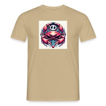 Sternzeichen Krebs als Pixelart - Männer T-Shirt - Sandbeige - Vorne - AI Model Male 178 light (178cm)