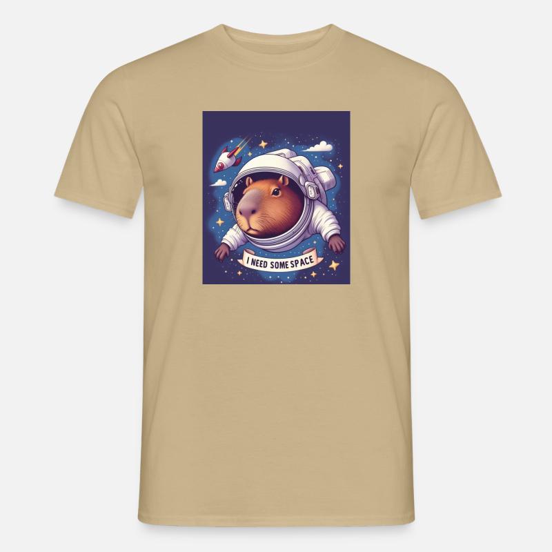 "I NEED SOME SPACE" Capybara - Männer T-Shirt - Sandbeige