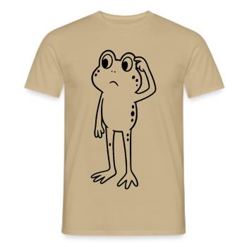 Frosch grübeln überlegen - Männer T-Shirt - Sandbeige - Vorne - AI Model Male 178 light (178cm)