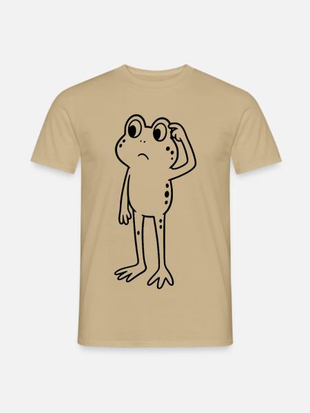 Frosch grübeln überlegen - Männer T-Shirt - Sandbeige