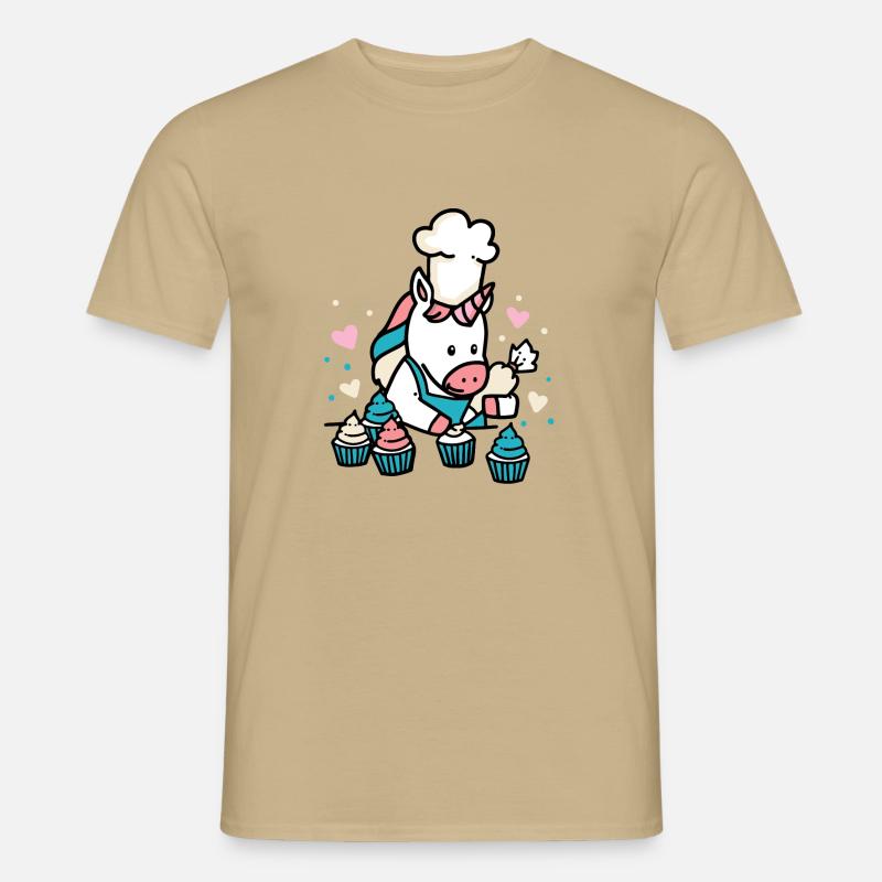 Bäcker Einhorn - Männer T-Shirt - Sandbeige