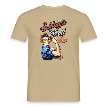 Schlager gibt Kraft - Retro-Design für Schlagerfan - Männer T-Shirt - Sandbeige - Vorne - AI Model Male 178 light (178cm)