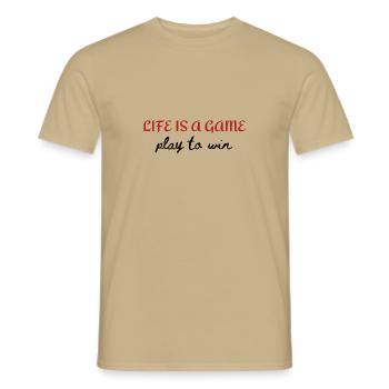 Life is a game - Men's T-Shirt - sand beige - Front - AI Model Male 178 light (178cm)