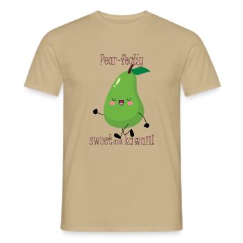 Poire parfaitement sucrée et kawaii ! - T-shirt homme - beige sable - Devant - AI Model Male 178 light (178cm)