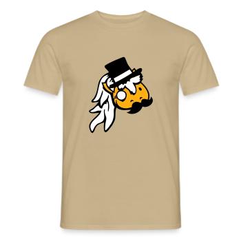 Pferd Sir Herr reich Monokel Brille Zylinder Hut - Männer T-Shirt - Sandbeige - Vorne - AI Model Male 178 light (178cm)