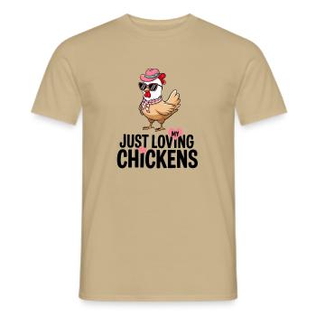 I Love My Chickens - Funny Chickens Cartoon - Men's T-Shirt - sand beige - Front - AI Model Male 178 light (178cm)