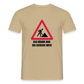 baustelle spruch - Männer T-Shirt - Sandbeige - Vorne - AI Model Male 178 light (178cm)