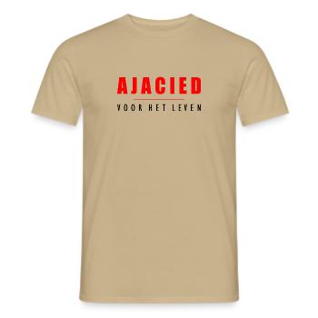 Ajacied voor het leven - Heren T-shirt - zandbeige - Voor - AI Model Male 178 light (178cm)