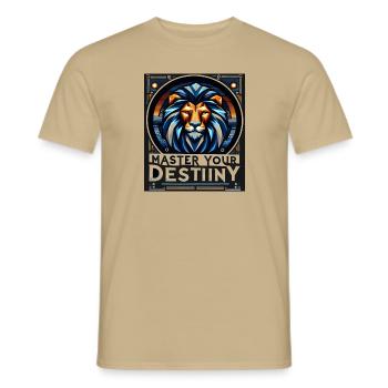T-shirt à tête de lion – majestueux et moderne - T-shirt homme - beige sable - Devant - AI Model Male 178 light (178cm)