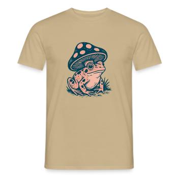 Vintage Pilzfrosch Cottagecore - Männer T-Shirt - Sandbeige - Vorne - AI Model Male 178 light (178cm)