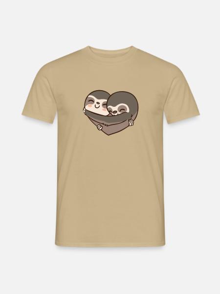 Sloth - Faultier - Paar - Geschenk - Partner - Männer T-Shirt - Sandbeige