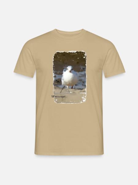 Foto Möwe an der Nordsee Wattvogel  - Männer T-Shirt - Sandbeige