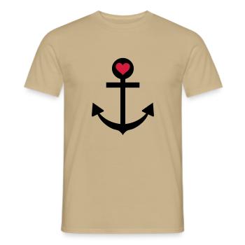 anker herz schifffahrt kapitän - Männer T-Shirt - Sandbeige - Vorne - AI Model Male 178 light (178cm)