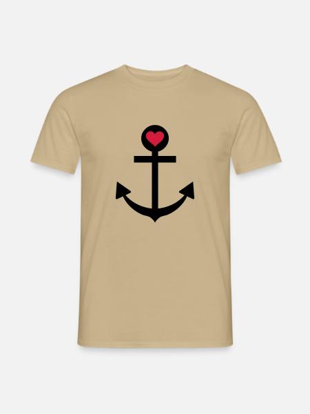 anchor captain star love - Men's T-Shirt - sand beige