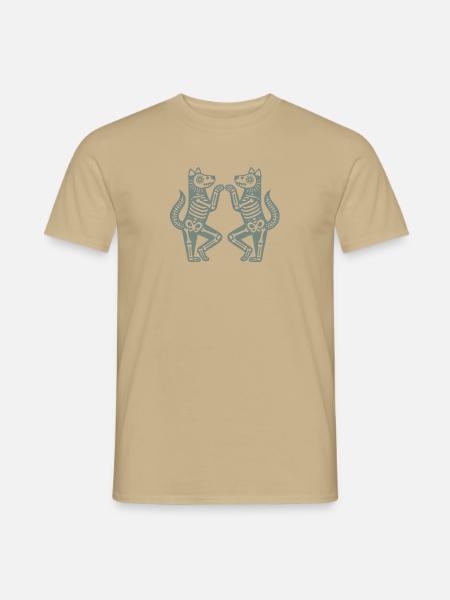 Dancing Skeleton Dogs Halloween - Männer T-Shirt - Sandbeige