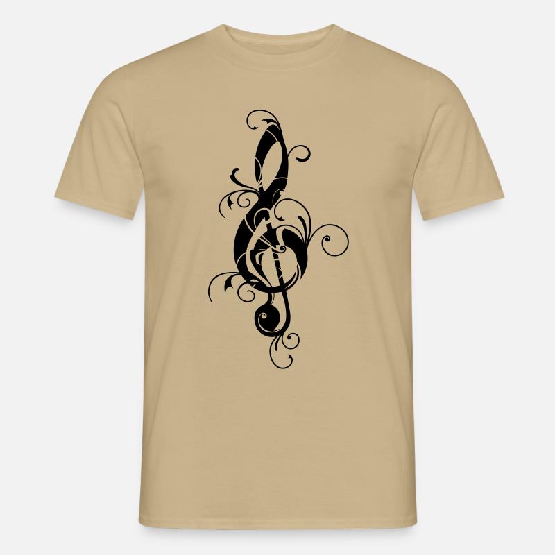 Clef, note, sheet, music, musical, notes, classic - Men's T-Shirt - sand beige