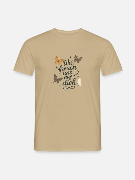 Wir freuen uns auf dich - Männer T-Shirt - Sandbeige