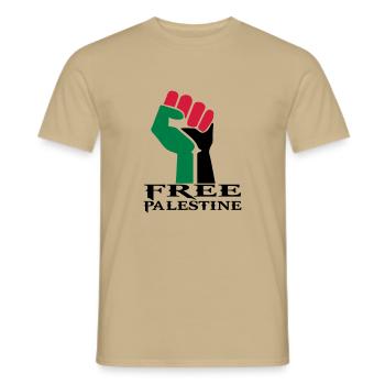 dessin palestinen symbole drapeau palestine - T-shirt homme - beige sable - Devant - AI Model Male 178 light (178cm)