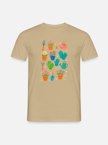 Hobbygärtner Geschenk Gärtner Blumen Pflanzen - Männer T-Shirt - Sandbeige