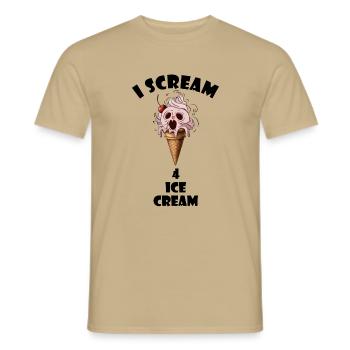 Je crie 4 glaces - T-shirt homme - beige sable - Devant - AI Model Male 178 light (178cm)