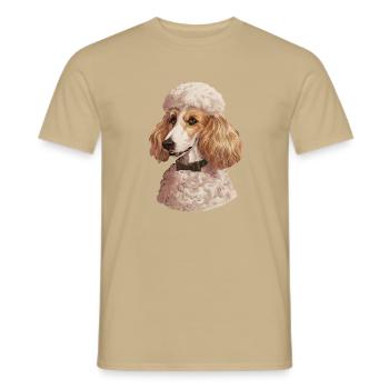 J’adore les caniches – Ich liebe Pudel - T-shirt homme - beige sable - Devant - AI Model Male 178 light (178cm)