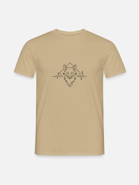 Fox Vibes - Line Art Fuchs - Männer T-Shirt - Sandbeige